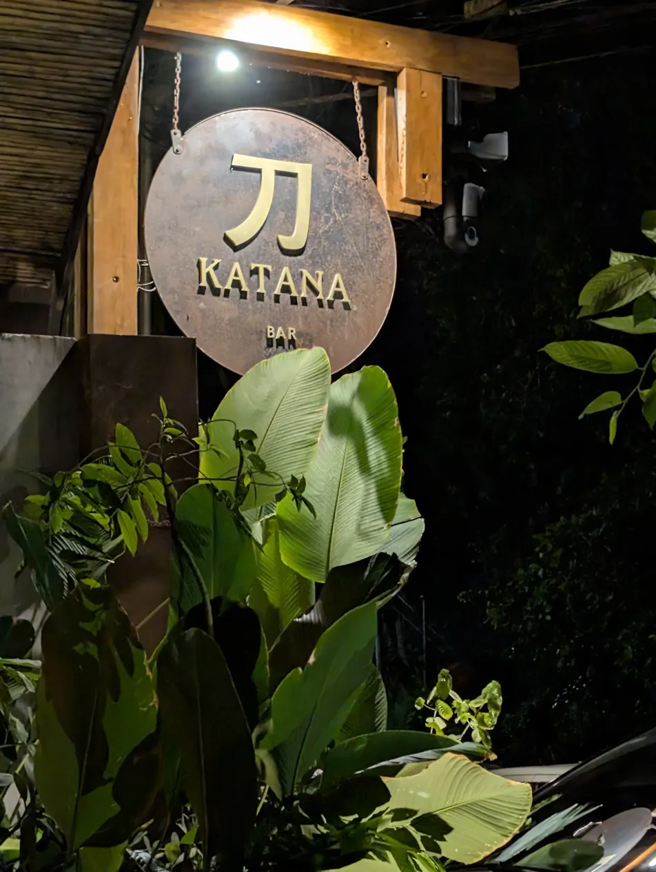 Katana Bar sign at night in Santa Teresa Costa Rica