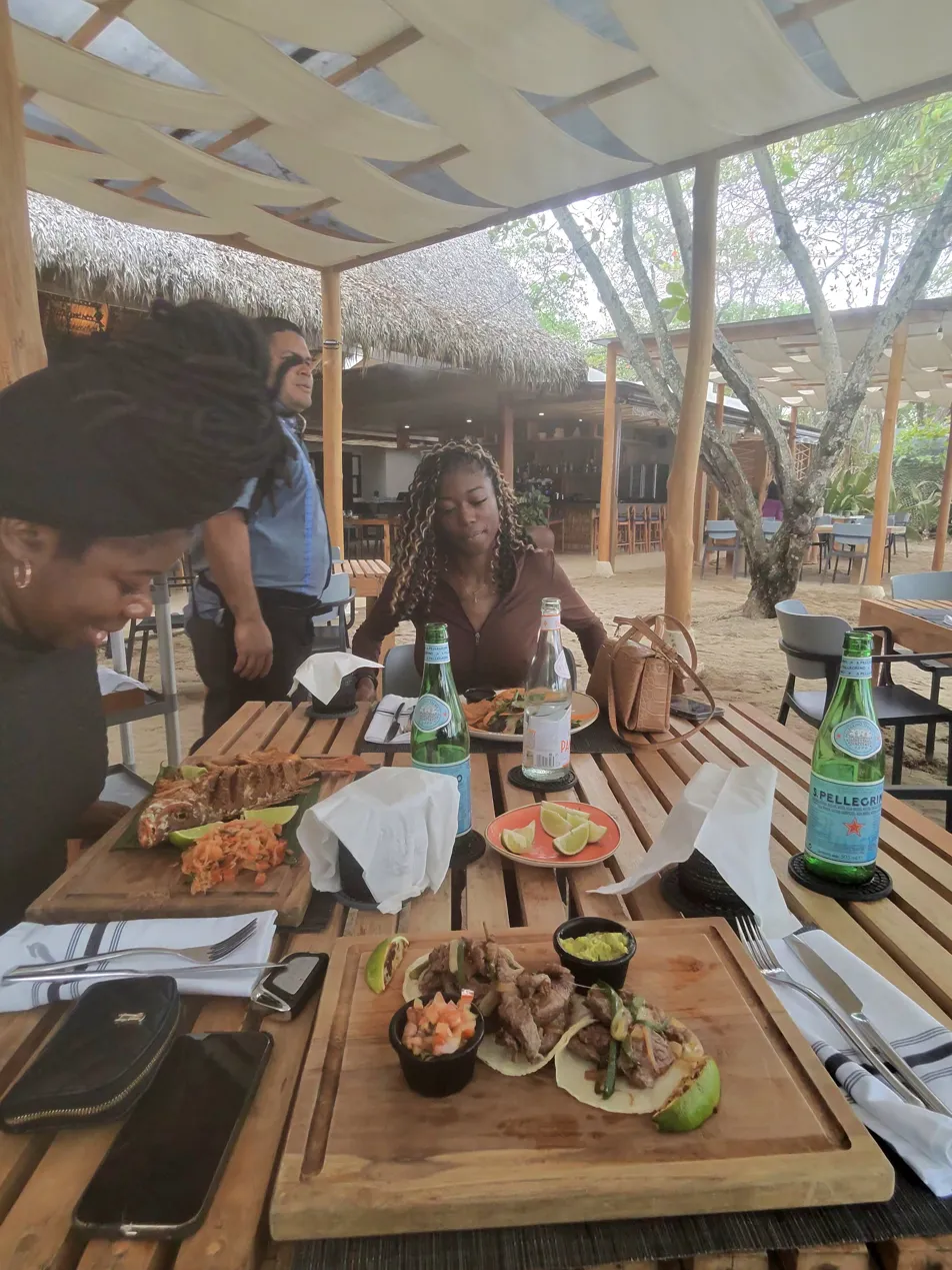 Lunch spread at Manzú restaurant in Santa Teresa.