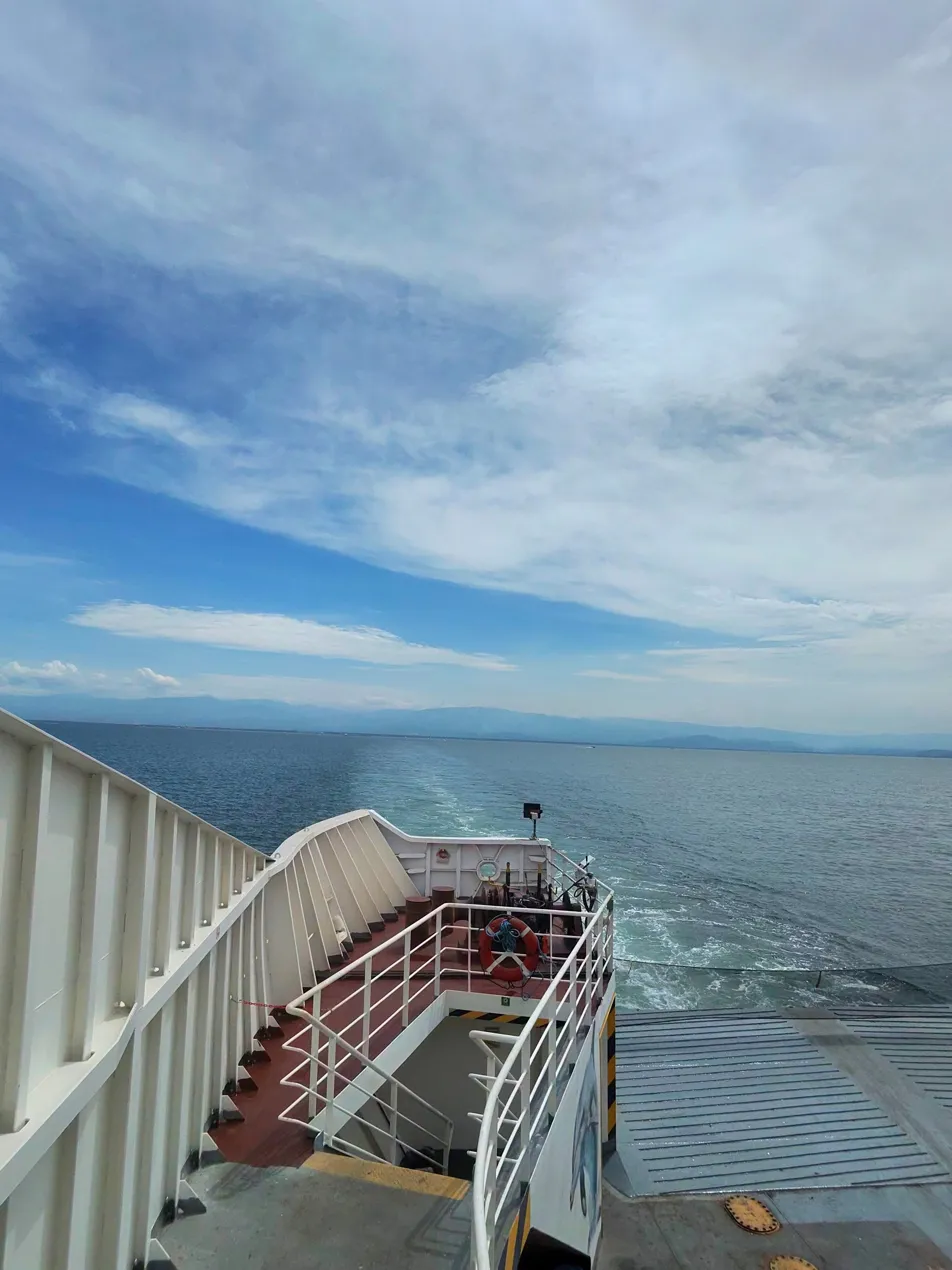 View from the stern of the Puntarenas to Paquera ferry crossing the Gulf of Nicoya