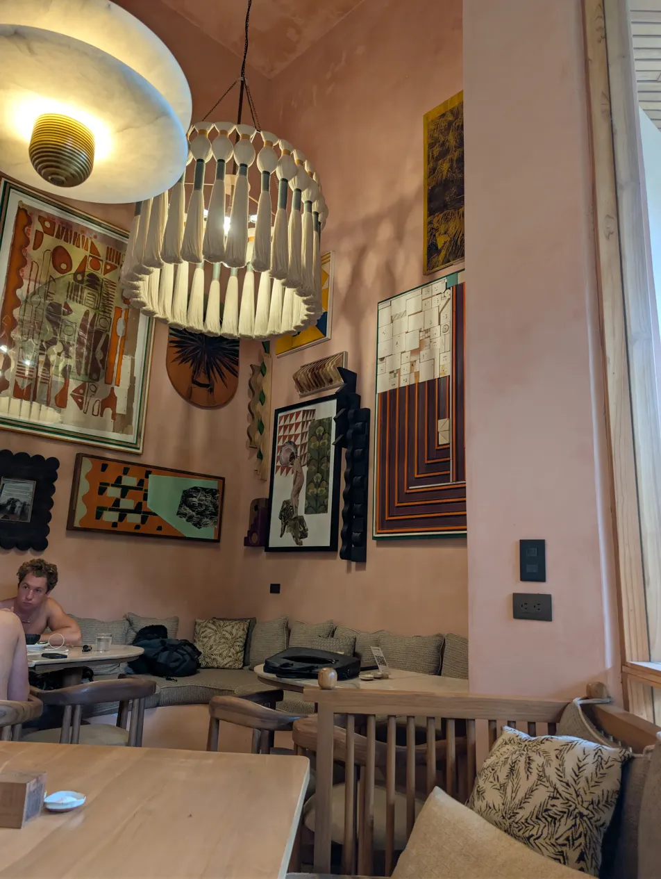 Art wall interior at Namoré restaurant Santa Teresa
