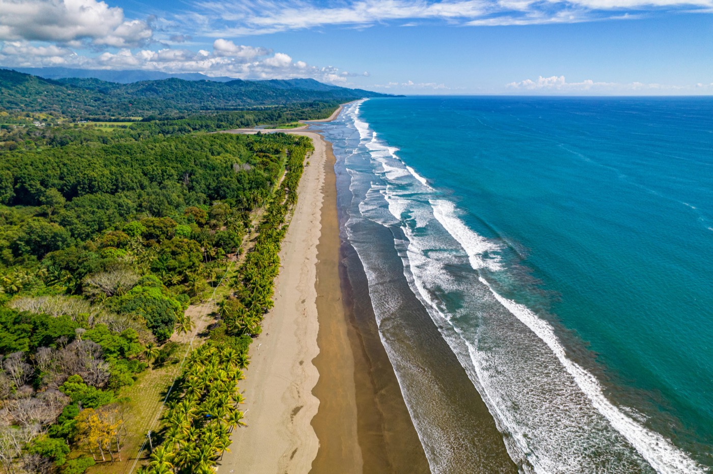 A sweeping aerial view of a Costa Rica beach.